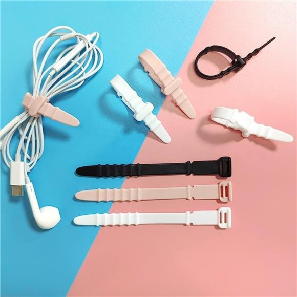 Silicone Zip Ties, Reusable Zip Ties, 20pcs Rubber Cable Ties Straps for Wire - Picture 2 of 6